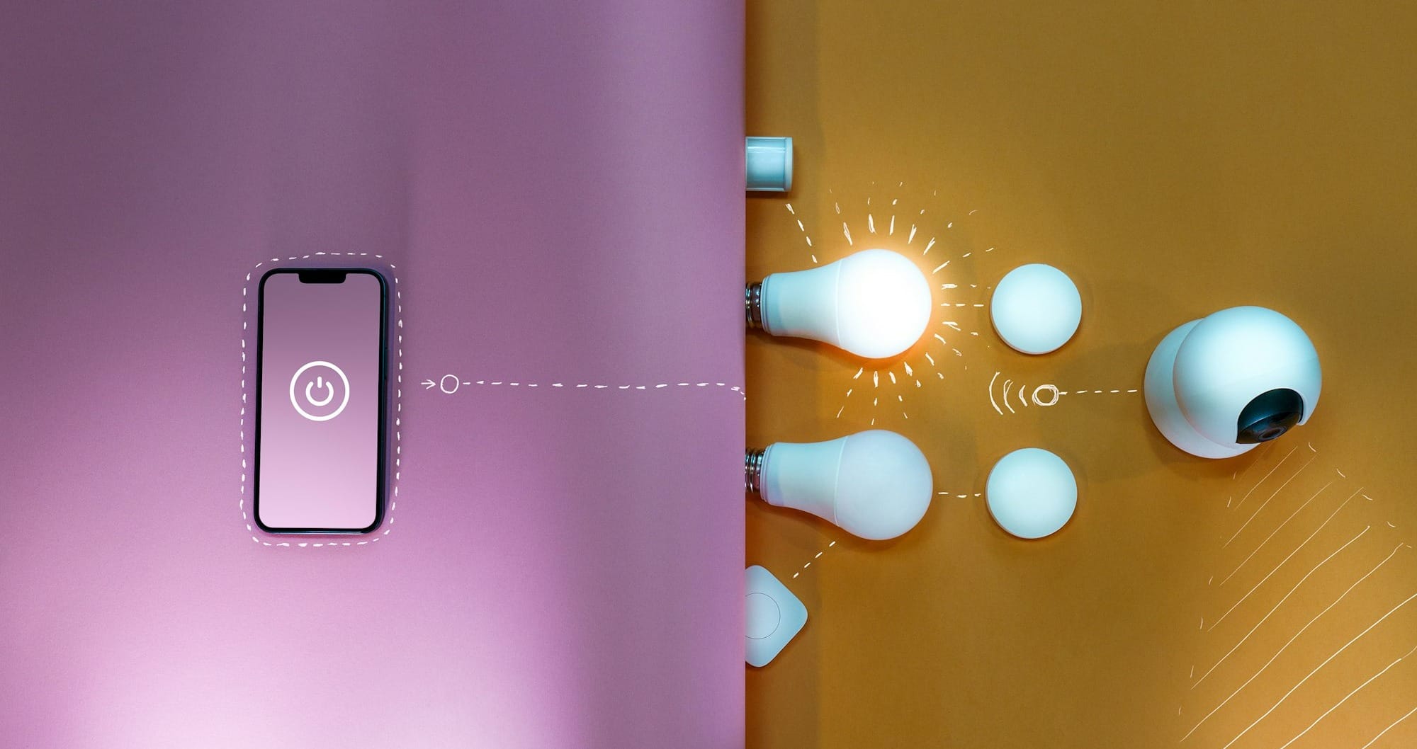 a cell phone is connected to a light switch